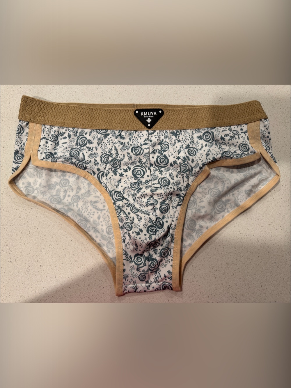 Floral Bikini Bottoms with Tan Trim